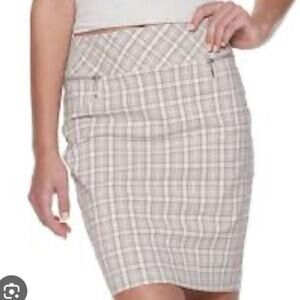 Joe B By Joe Benbasset Plaid Pencil Skirt Side Zip Pockets Stretchy Women Medium